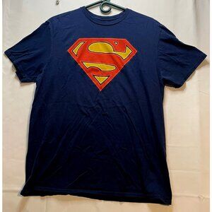 DC Comics Superman logo shirt mens large short sleeve blue